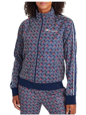 Champion Women’s Navy & Red Patterned Track Jacket and Pants.